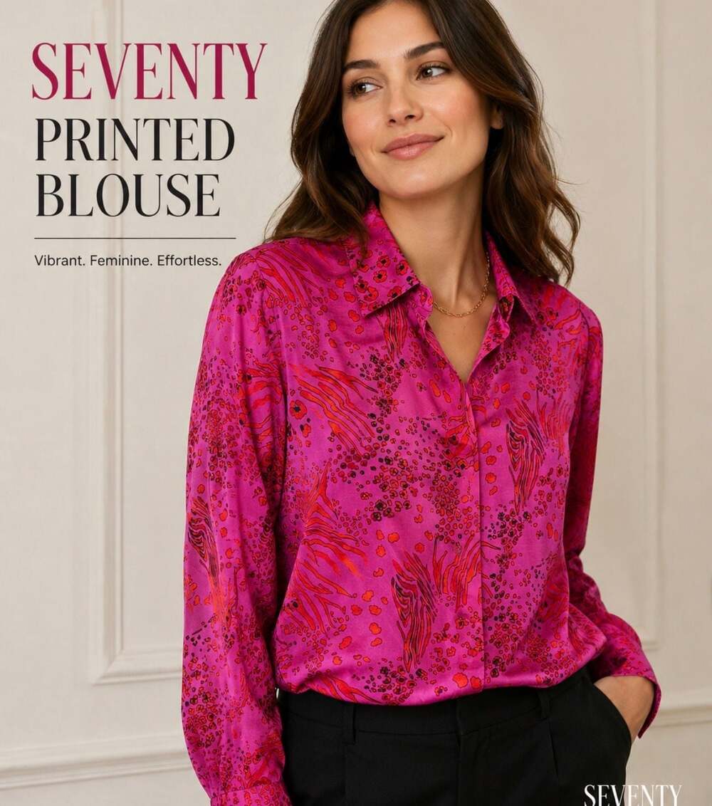 Seventy Venezia Pink Animal Print Viscose Button Down Shirt Size 44